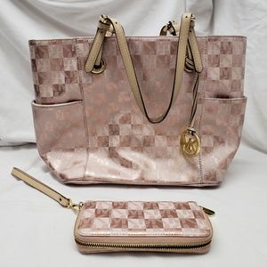 Michael Kors Two-Tone Rose Geometric Pattern Purse